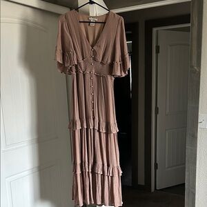 Chic Mauve Button-Down Maxi Dress